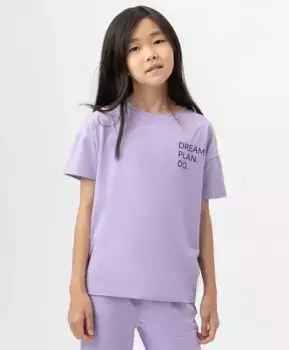 Футболка со спущенным рукавом и принтом фиолетовая Button Blue (146)