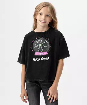 Футболка со спущенным рукавом и принтом серая Button Blue