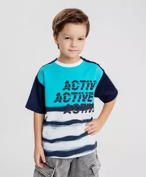 Футболка спортивная с принтом синяя для мальчика Button Blue (98)