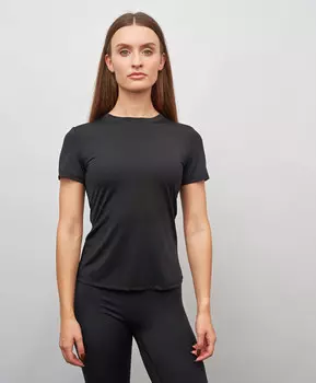 Футболка спортивная slimfit с короткими рукавами для женщины черная Jumkey