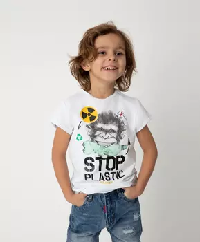 Футболка Stop Plastic для мальчика Gulliver