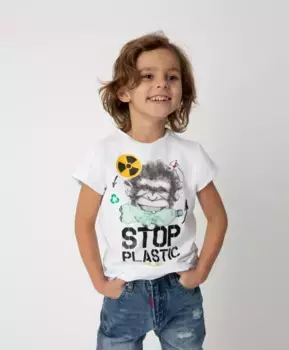 Футболка Stop Plastic для мальчика Gulliver (98)