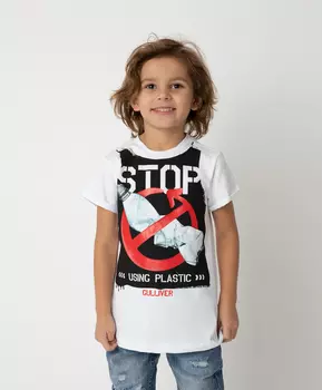 Футболка Stop Using Plastic для мальчика Gulliver
