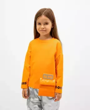 Футболка свободной формы с длинным рукавом оранжевая Gulliver (110)