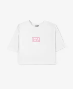 Футболка укороченная для девочки белая Gulliver