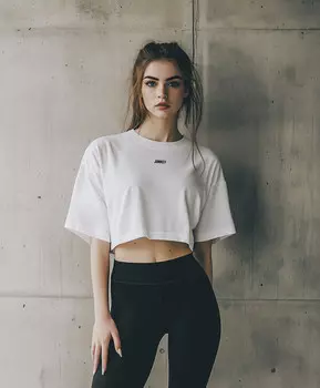 Футболка укороченная оверсайз с коротким рукавом для женщины белая Jumkey (M)