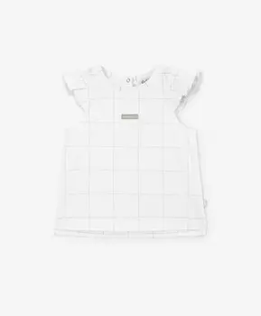 Футболка в клетку для девочки с крылышками белая Gulliver