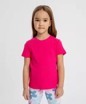 Футболка в рубчик фуксия для девочки Button Blue (128)