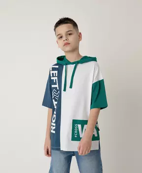 Футболка в стиле колорблок с капюшоном Gulliver