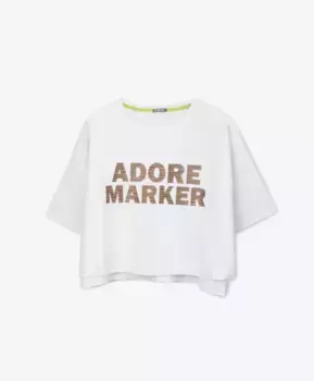 Футболка женская с крупным шрифтовым декором белая Gulliver (S)