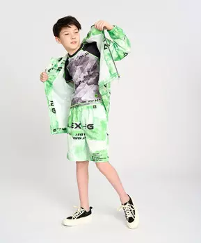 Гидрошорты для мальчика салатовые с поясом на резинке и принтом Button Blue