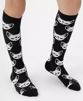 Гольфы с принтом черные Button Blue