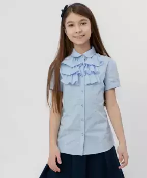 Голубая блузка с жабо Button Blue (128)