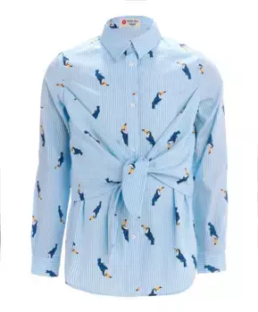 Голубая блузка в полоску Button Blue (104)