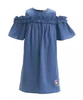 Голубое платье шамбре Button Blue (128)