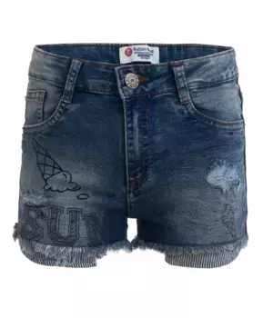 Голубые джинсовые шорты с принтом Button Blue (110)