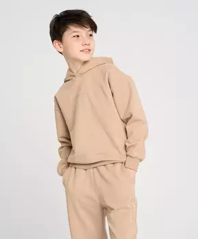 Худи базовое детское с капюшоном коричневое утепленное Button Blue