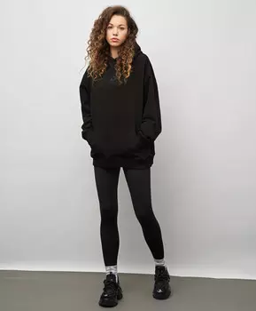 Худи оверсайз с капюшоном утепленное для женщины черное Jumkey (XS)