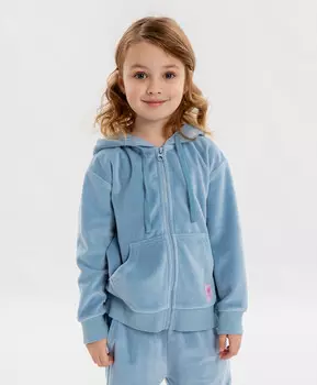 Худи с капюшоном на молнии голубое для девочки Button Blue (128)
