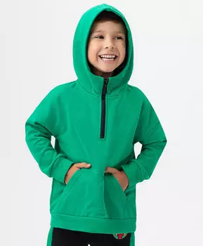 Худи с застежкой на молнию и карманом-кенгуру зеленое Button Blue (98)