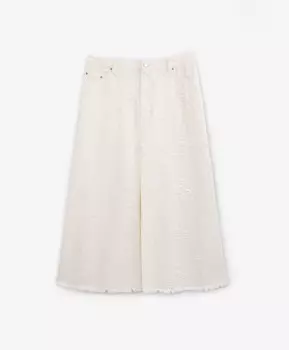 Юбка джинсовая макси трапециевидной формы с дестрой эффектом молочная GLVR