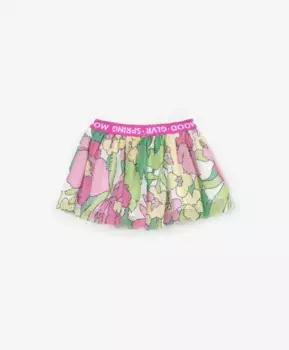 Юбка из тонкой плащовки и принтованной сетки Gulliver (86)