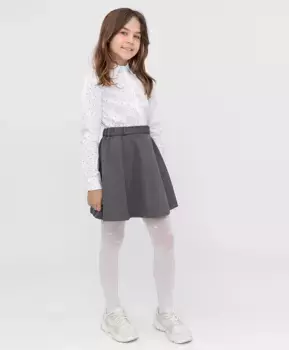 Юбка-колокол серая из плотного трикотажа Button Blue (152)