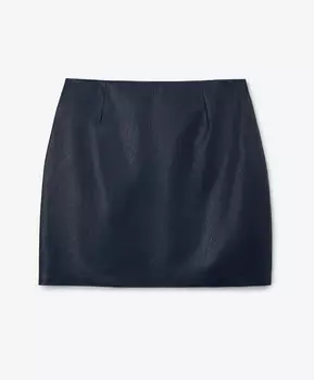 Юбка мини средней посадки из искусственной кожи синяя GLVR