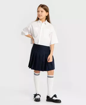 Юбка плиссе в крупную складку синяя Button Blue (128)