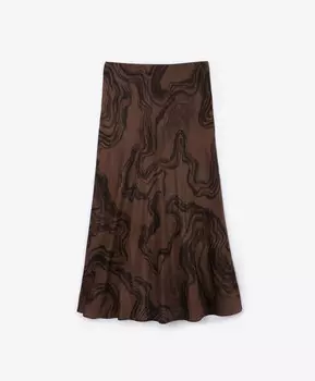Юбка макси прямая средней посадки коричневая с рисунком GLVR