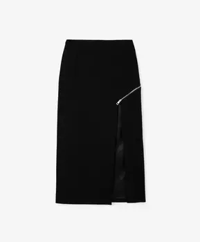 Юбка прямая с высоким асимметричным разрезом черная GLVR (S)