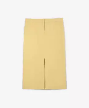 Юбка прямой формы длины мидакси (7/8) с высоким разрезом на передней части желтая GLVR (XS)