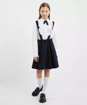 Юбка со съёмными лямками синяя для девочки Gulliver (122)
