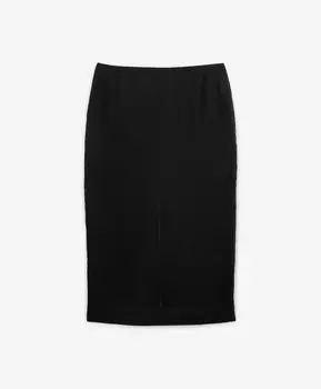 Юбка средней посадки из полупрозрачного текстиля с высоким содержанием льна черная GLVR