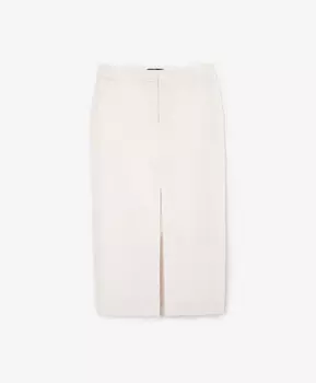 Юбка средней посадки из текстиля с преобладанием льна молочная GLVR