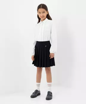 Юбка в складку с деликатным декором тёмно-синяя для девочки Gulliver (170)