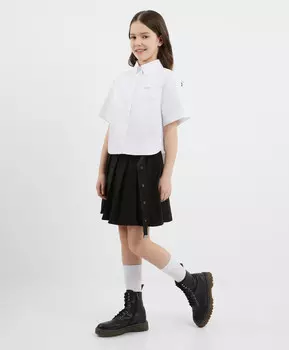 Юбка в складку с запахом чёрная для девочки Gulliver