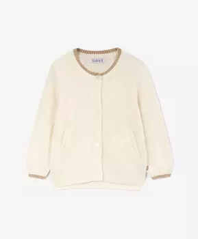 Кардиган тонкий вязаный молочный для девочки Gulliver