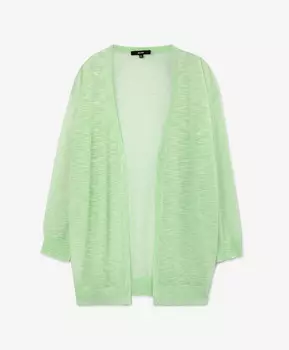 Кардиган тонкий вязаный прямой свободной формы со спущенным плечом салатовый GLVR (XL)