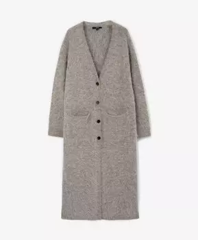 Кардиган вязаный длины макси серый GLVR (M)