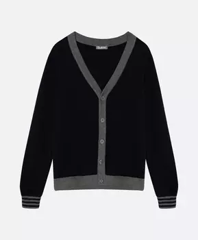 Кардиган вязаный на пуговицах со вставками на рукавах синий Gulliver