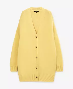 Кардиган вязаный оверсайз с застежкой на пуговицы желтый GLVR (S)