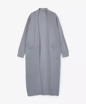 Кардиган вязаный прямой из пряжи с содержанием шелка голубой GLVR