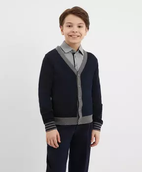 Кардиган вязаный синий для мальчика Gulliver (134)