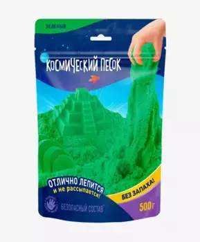 Кинетический Космический песок 500 гр, дой-пак, зеленый