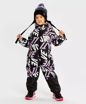 Комбинезон демисезонный непромокаемый с капюшоном, вшитыми лямками и принтом мультицвет для девочки Button Blue