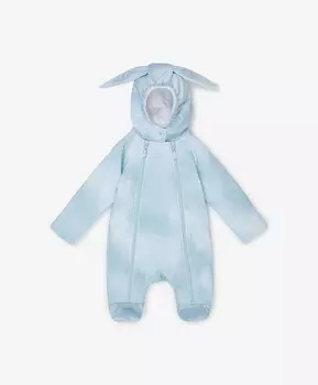 Комбинезон для мальчика с ушками трикотажный утепленный голубой Gulliver
