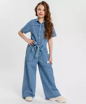 Комбинезон джинсовый голубой для девочки Button Blue (164)