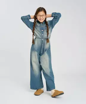 Комбинезон на кнопках для девочки голубой с широкими брюками Button Blue