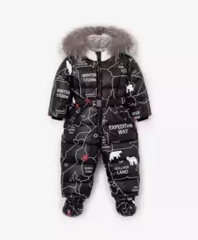 Комбинезон зимний на искусственном пуху черный Gulliver (92)